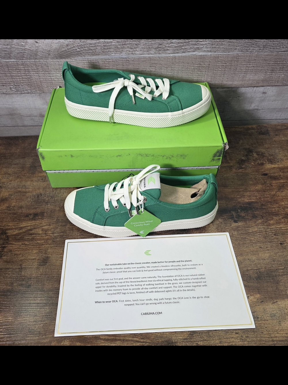 Cariuma Green OCA Low Canvas Sneakers 8.5 Women/7 MEN - Picture 4 of 7
